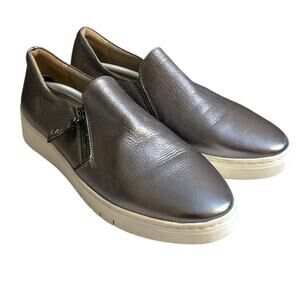 Naturalizer Hawthorn Leather 9.5 M Comfort Shoes Women's Pewter Side‎ Zip